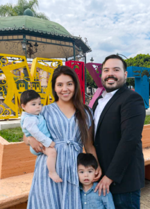 Jerry Curiel Family picture with his wife and two small children