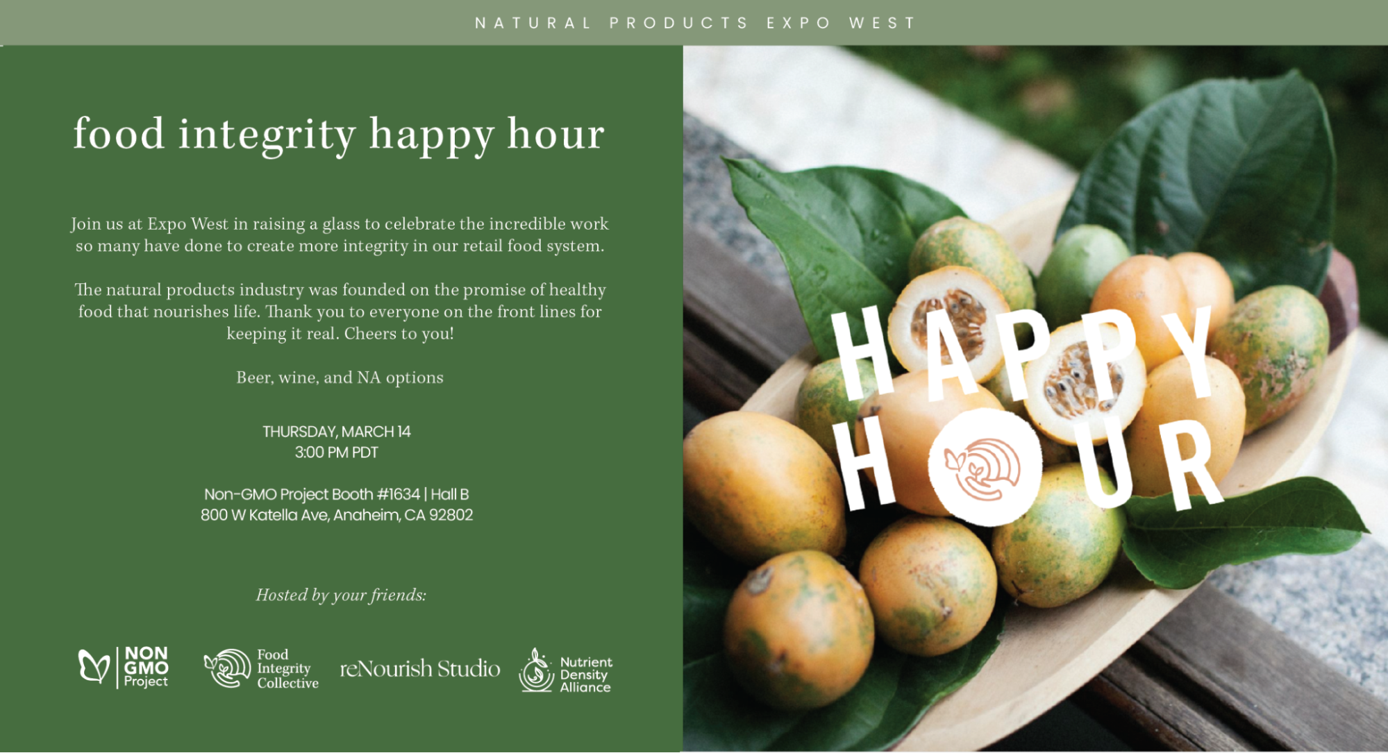 Food Integrity Collective Expo West 2024 Happy Hour Invite