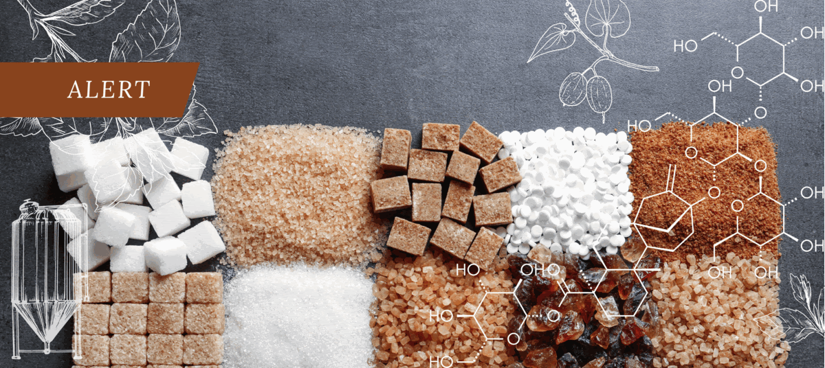 Different types of sugar on gray background