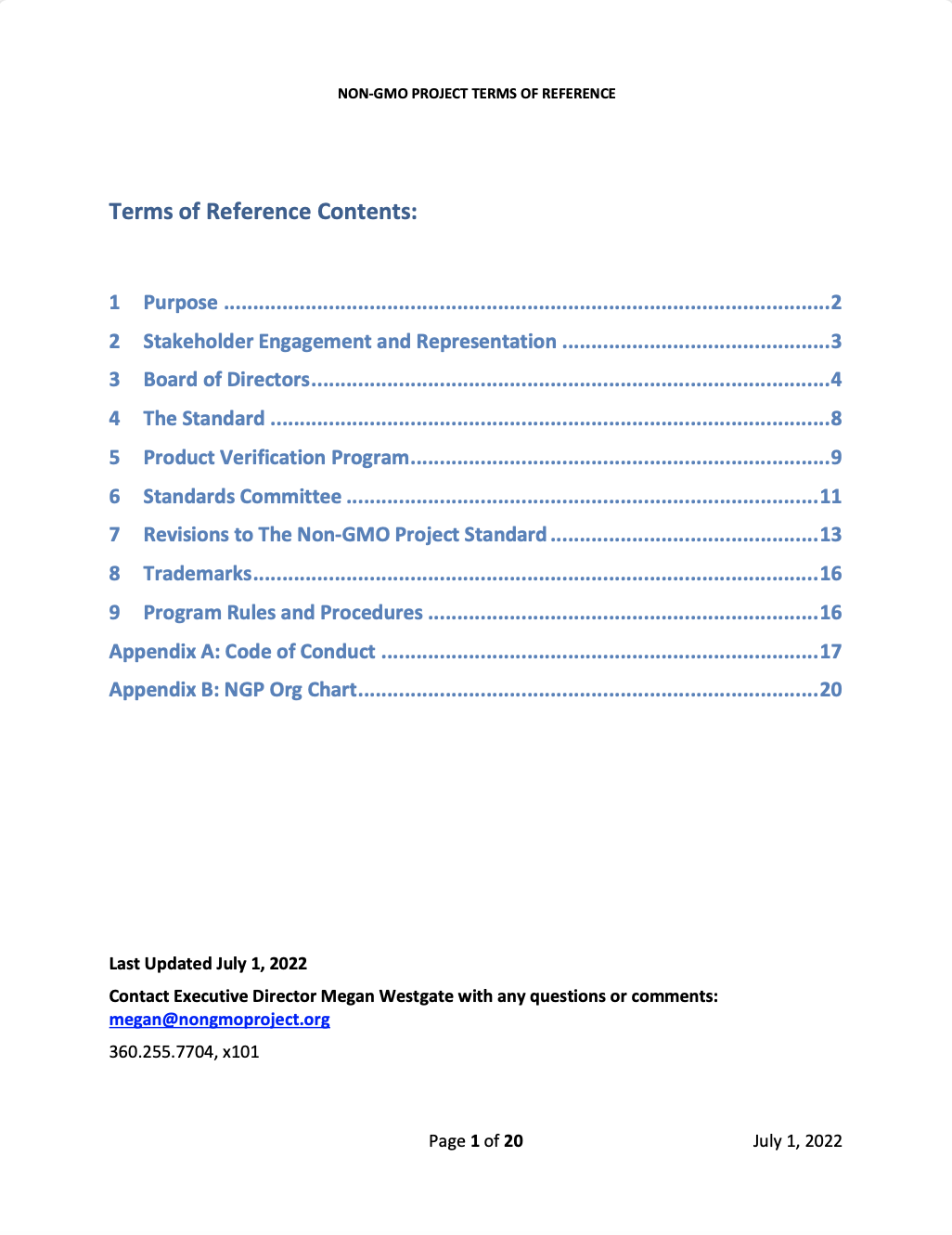 NGP terms of reference