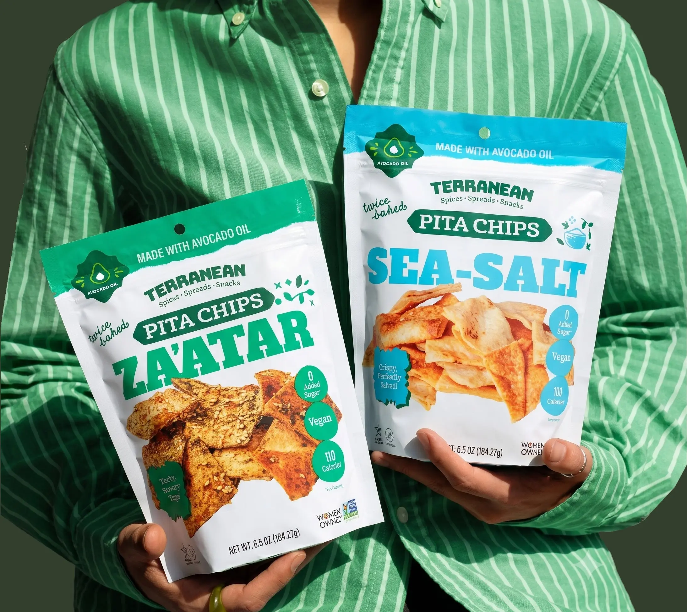 Terranean pita chips zaatar and sea salt flavored